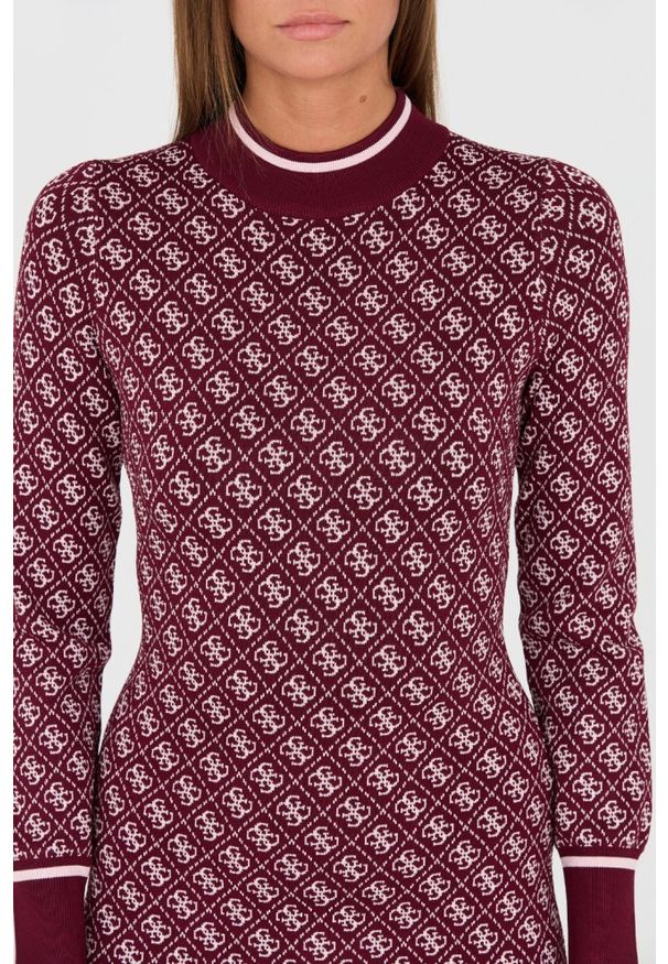 Guess - GUESS Bordowa damska sukienka, Rozmiar S. Okazja: na co dzień. Kolor: czerwony. Styl: casual