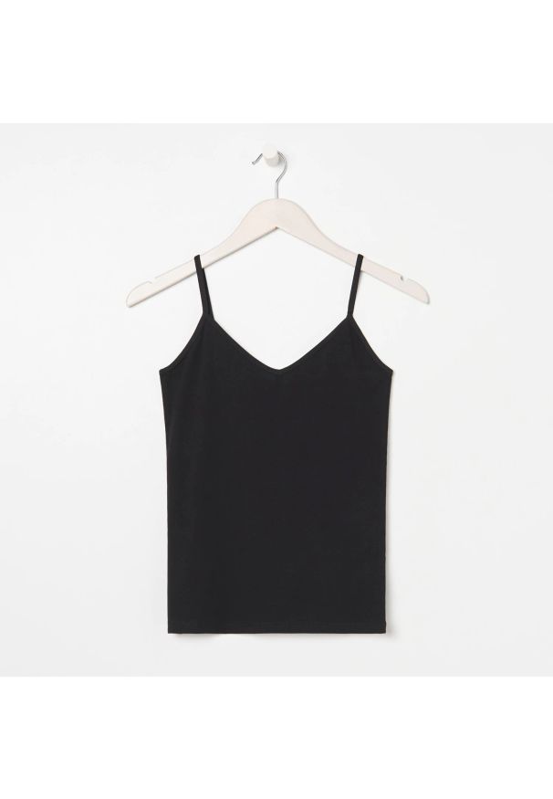 Sinsay - Koszulka na ramiączkach - Czarny. Kolor: czarny. Długość rękawa: na ramiączkach