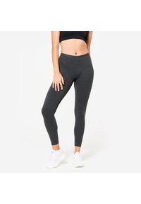 DOMYOS - Legginsy fitness damskie Domyos slim Salto. Kolor: szary. Materiał: materiał, elastan, bawełna. Sport: fitness