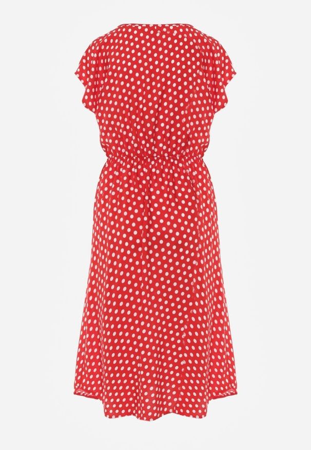 Renee - Czerwona Sukienka z Bawełny o Rozkloszowanym Kroju z Gumką w Talii Emilla. Okazja: do pracy, na co dzień, na spotkanie biznesowe. Kolor: czerwony. Materiał: bawełna. Długość rękawa: krótki rękaw. Typ sukienki: rozkloszowane. Styl: elegancki, biznesowy, casual