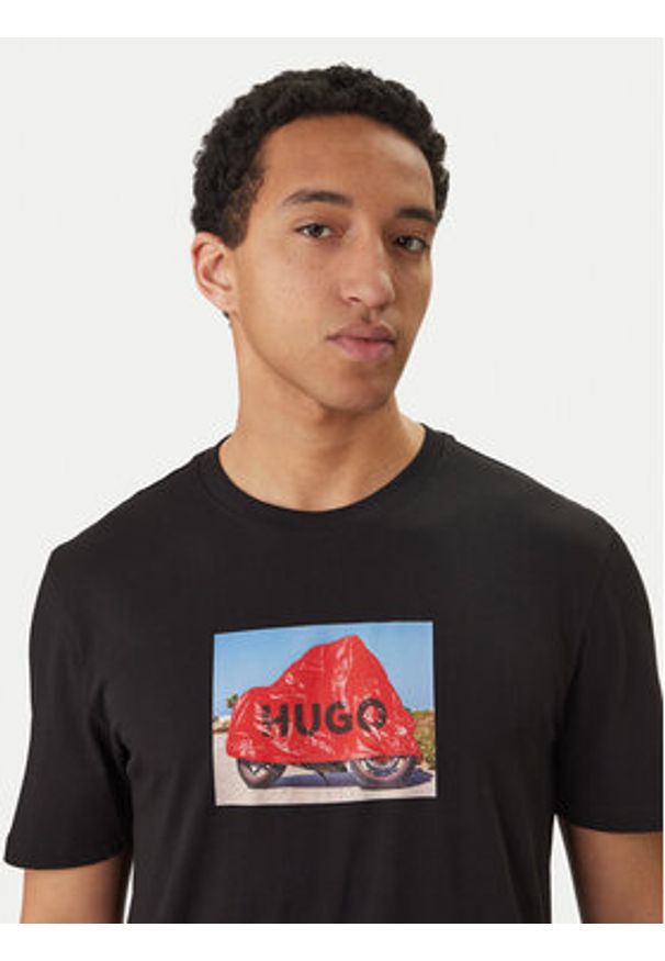 Hugo - HUGO T-Shirt Dostino 50557674 Czarny Regular Fit. Kolor: czarny. Materiał: bawełna