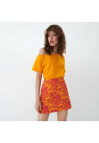 Mohito - Bawełniana bluzka - Pomarańczowy. Kolor: pomarańczowy. Materiał: bawełna