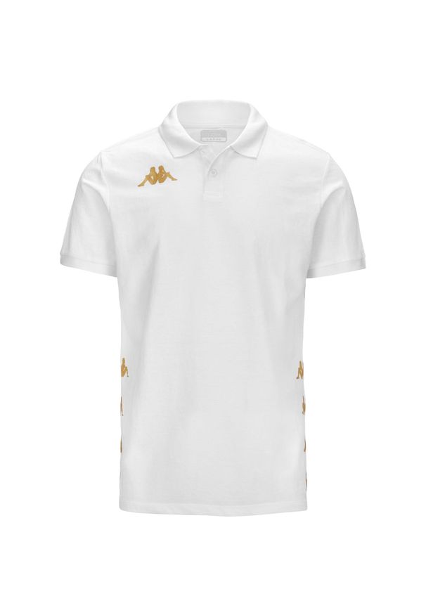 Polo Kappa Gastio. Typ kołnierza: polo. Kolor: wielokolorowy, biały. Długość rękawa: krótki rękaw. Długość: krótkie. Sport: piłka nożna