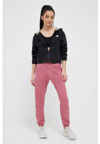 Adidas - adidas spodnie dresowe kolor pomarańczowy gładkie. Kolor: pomarańczowy. Materiał: dresówka. Wzór: gładki #3