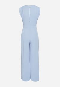 Born2be - Niebieski Kombinezon Bez Rękawów z Ozdobnym Marszczeniem Sepalene. Okazja: na co dzień. Kolor: niebieski. Długość rękawa: bez rękawów. Sezon: wiosna, lato. Styl: elegancki, casual, klasyczny #3