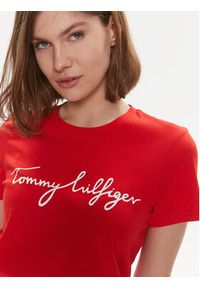 TOMMY HILFIGER - Tommy Hilfiger T-Shirt Signature WW0WW41674 Czerwony Regular Fit. Kolor: czerwony. Materiał: bawełna #3