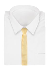 Alties - Krawat (Śledź) Męski 5 cm, Żółty, Wąski, Gładki -ALTIES. Kolor: wielokolorowy, złoty, żółty. Materiał: tkanina. Wzór: gładki. Styl: elegancki, wizytowy #2
