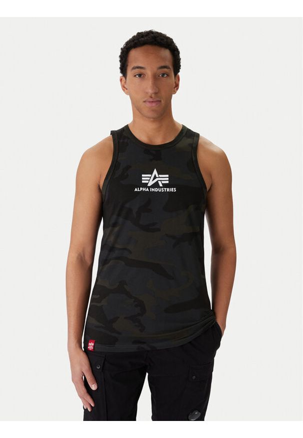 Alpha Industries Tank top Basci Camo 126566C Szary Regular Fit. Kolor: szary. Materiał: bawełna