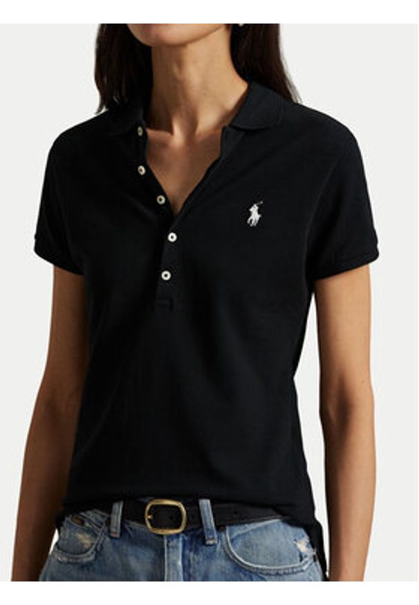 Polo Ralph Lauren Polo 211870245005 Czarny Slim Fit. Typ kołnierza: polo. Kolor: czarny. Materiał: bawełna