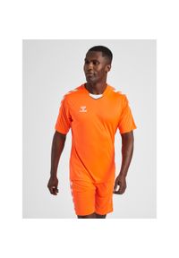 Koszulka piłkarska z krótkim rękawem męska Hummel Core XK Poly Jersey S/S. Kolor: pomarańczowy, żółty, wielokolorowy. Materiał: jersey. Długość rękawa: krótki rękaw. Długość: krótkie. Sport: piłka nożna
