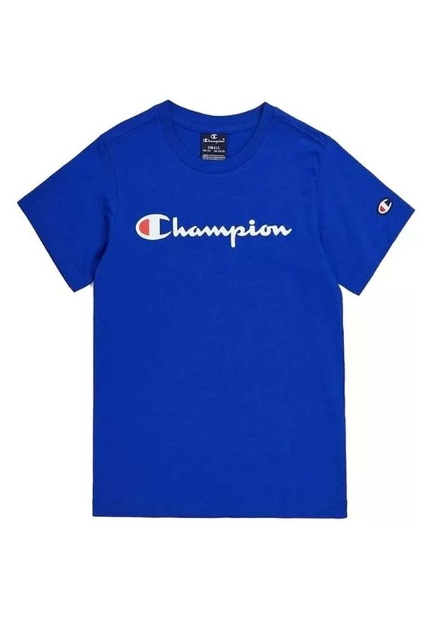 Koszulka sportowa chłopięca Champion 306832BS003. Kolor: niebieski. Materiał: bawełna. Długość rękawa: krótki rękaw. Długość: krótkie