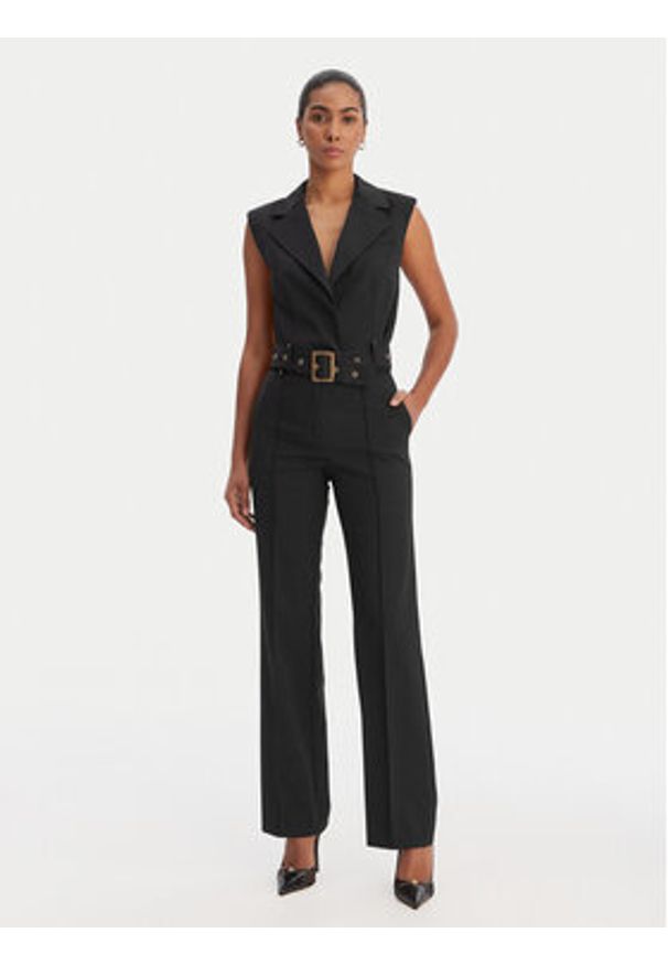 Karl Lagerfeld - KARL LAGERFELD Kamizelka garniturowa B1W14009 Czarny Slim Fit. Typ kołnierza: dekolt w karo. Kolor: czarny. Materiał: syntetyk