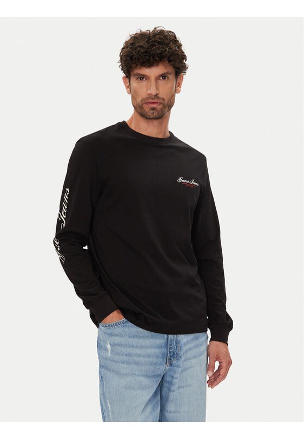 Guess Jeans Longsleeve M5YI03 K8HM0 Czarny Regular Fit. Kolor: czarny. Materiał: bawełna. Długość rękawa: długi rękaw