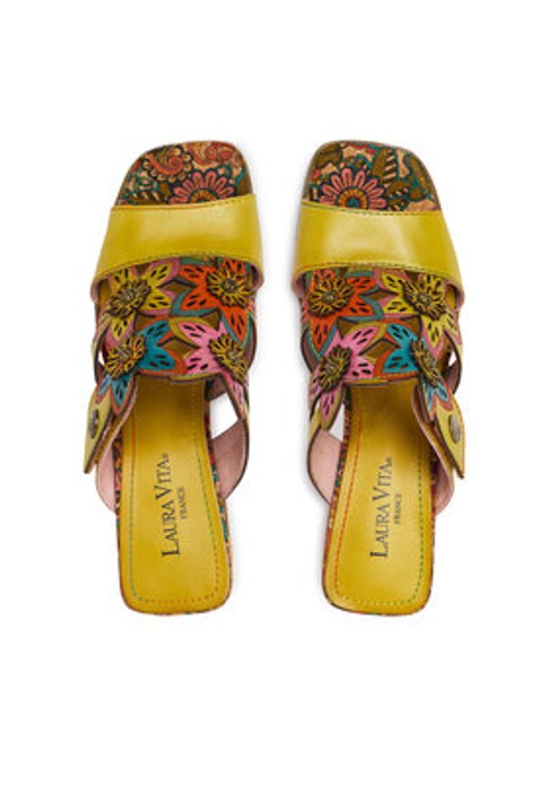 Laura Vita Klapki Jacqueso 09 Żółty. Kolor: żółty. Materiał: skóra