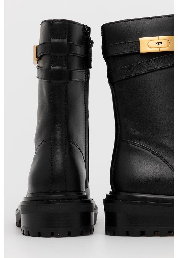 Tory Burch Botki skórzane damskie kolor czarny na platformie. Kolor: czarny. Materiał: skóra. Obcas: na platformie
