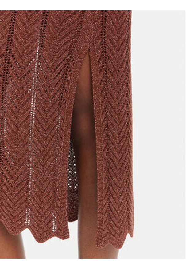 TwinSet - TWINSET Sukienka dzianinowa 251TT319A Brązowy Slim Fit. Kolor: brązowy. Materiał: wiskoza
