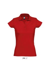 SOL'S - Damska koszulka polo Sol's Prescott. Okazja: na co dzień. Typ kołnierza: polo. Kolor: czerwony. Styl: casual #1