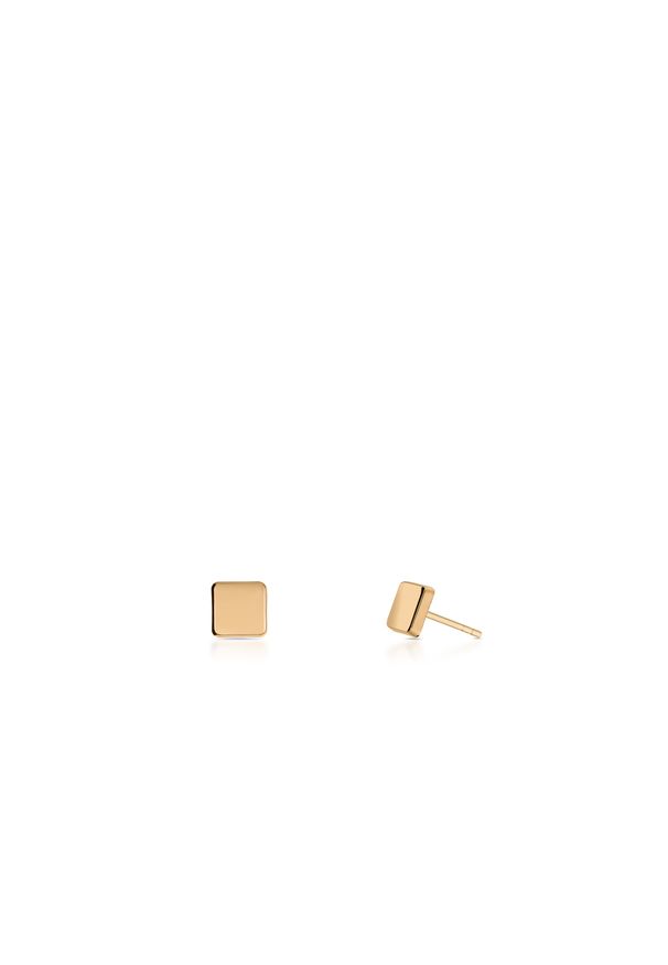 W.KRUK - Kolczyki złote kwadraty. Materiał: złote. Kolor: złoty. Wzór: aplikacja, geometria