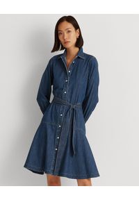 Lauren Ralph Lauren - LAUREN BY RALPH LAUREN - Jeansowa koszulowa sukienka. Kolor: niebieski. Materiał: jeans. Typ sukienki: koszulowe. Styl: klasyczny. Długość: mini