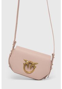 Pinko torebka skórzana kolor różowy. Kolor: różowy. Materiał: skórzane. Rodzaj torebki: na ramię