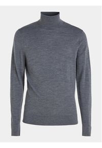 Calvin Klein Golf Superior K10K110420 Szary Slim Fit. Typ kołnierza: golf. Kolor: szary. Materiał: wełna
