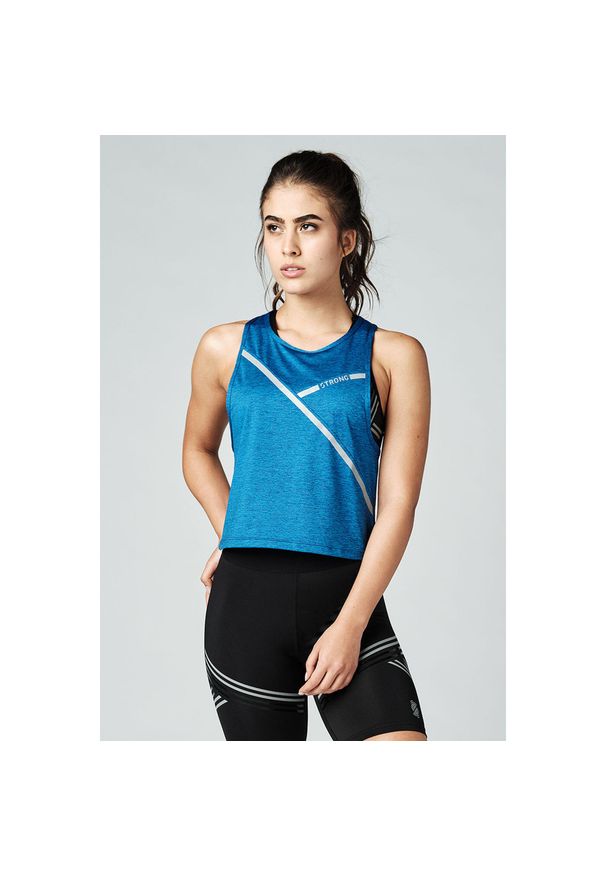 Tank top sportowy damski STRONG ID Align Loose Knit Tank. Kolor: niebieski. Materiał: poliester