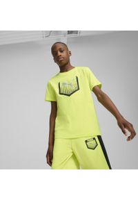 Puma - Młodzieżowa koszulka Active Sports z grafiką PUMA Lemon Sherbert Yellow. Kolor: żółty. Materiał: guma. Wzór: nadruk. Sport: joga i pilates
