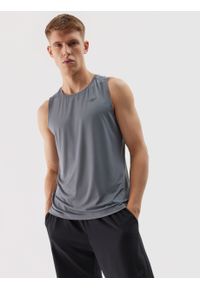 4f - 4F Tank top treningowy regular z materiału z recyklingu męski - szary 3XL. Kolor: szary. Materiał: materiał. Wzór: gładki, jednolity, ze splotem. Sport: fitness
