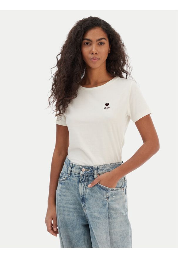 BOSS T-Shirt Elove 50556994 Beżowy Regular Fit. Kolor: beżowy. Materiał: bawełna