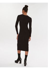 Karl Lagerfeld - KARL LAGERFELD Sukienka dzianinowa 235W1312 Czarny Slim Fit. Typ kołnierza: dekolt w karo. Kolor: czarny. Materiał: wiskoza #3