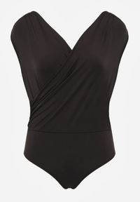 Renee - Czarne Kopertowe Body Bez Rękawów Edalwen. Okazja: na imprezę. Kolor: czarny. Materiał: skóra. Długość rękawa: bez rękawów. Styl: elegancki #5