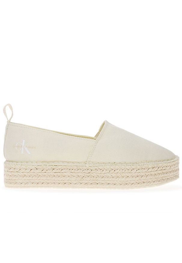 Buty Calvin Klein Platform Espadrille ML BTW YW0YW01378-0F9 - białe. Kolor: biały. Materiał: guma, tkanina. Szerokość cholewki: normalna. Obcas: na platformie