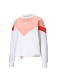 Bluza sportowa damska Puma Iconi Crop Crew. Kolor: biały, różowy, wielokolorowy. Materiał: bawełna, poliester, elastan