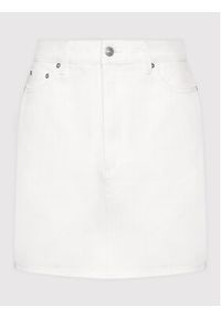 Simple Spódnica jeansowa SDDJ003 Biały Regular Fit. Kolor: biały. Materiał: bawełna