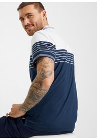 bonprix - Koszulka polo z bawełnianego dżerseju. Typ kołnierza: polo. Kolor: biały. Materiał: jersey, bawełna. Wzór: paski #2
