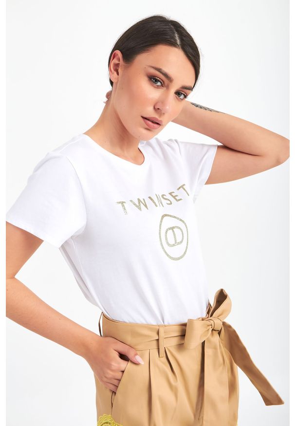 Twinset Milano - T-SHIRT TWINSET. Długość rękawa: krótki rękaw. Długość: krótkie