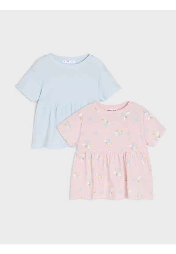 Sinsay - Koszulki 2 pack z baskinką - różowy. Kolor: różowy