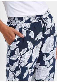 bonprix - Spodnie palazzo z lejącej wiskozy. Kolor: niebieski. Materiał: wiskoza. Wzór: nadruk. Styl: elegancki #3