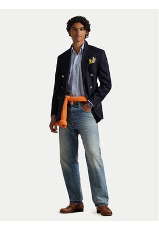 Polo Ralph Lauren Koszula 710B15595008 Niebieski Custom Fit. Typ kołnierza: polo. Kolor: niebieski. Materiał: bawełna