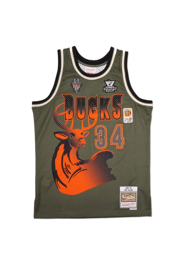 Mitchell & Ness - Koszulka NBA Milwaukee Bucks Ray Allen Flight Swingman 1996. Kolor: zielony. Sport: koszykówka
