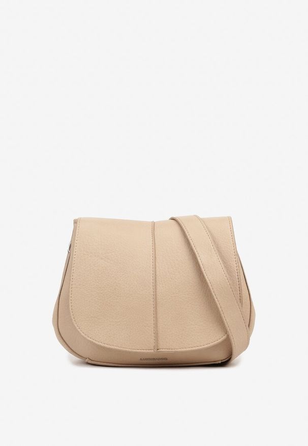 Born2be - Ciemnobeżowa Dwukomorowa Torebka z Ozdobną Klapą Galairia. Kolor: beżowy. Styl: klasyczny, elegancki, casual. Rodzaj torebki: na ramię