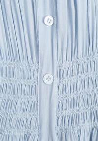 Born2be - Jasnoniebieska Bawełniana Rozkloszowana Sukienka z Guzikami i Bufiastymi Rękawami Annivi. Okazja: na co dzień. Kolor: niebieski. Materiał: bawełna. Styl: casual, klasyczny, elegancki #3