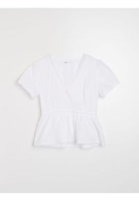 Sinsay - Koszulowa bluzka z bawełną i domieszką wiskozy - biały. Kolor: biały. Materiał: wiskoza, bawełna #1