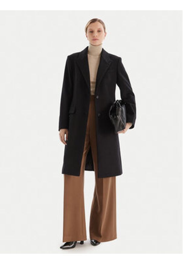 BOSS Płaszcz wełniany Classin 50548371 Czarny Regular Fit. Kolor: czarny. Materiał: wełna
