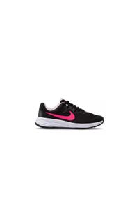 Buty do biegania dla dzieci Nike Revolution 6. Zapięcie: sznurówki. Kolor: czarny. Materiał: materiał, syntetyk. Szerokość cholewki: normalna. Model: Nike Revolution
