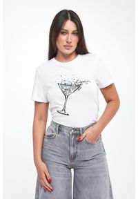 Liu Jo - T-shirt damski z nadrukiem i cyrkoniami LIU JO. Wzór: nadruk #1