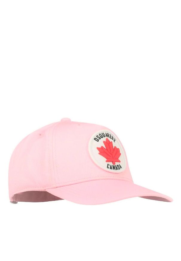 DSQUARED2 KIDS - Różowa czapka z daszkiem. Kolor: różowy, wielokolorowy, fioletowy. Materiał: bawełna, tkanina. Wzór: napisy, aplikacja
