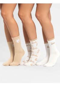 Sinsay - Prążkowane skarpetki 3 pack Barbie - kremowy. Kolor: kremowy. Materiał: prążkowany #1