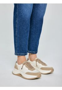 Big-Star - Sneakersy damskie ze skóry naturalnej beżowe RR274A344 800. Nosek buta: okrągły. Zapięcie: sznurówki. Kolor: beżowy. Materiał: skóra #5