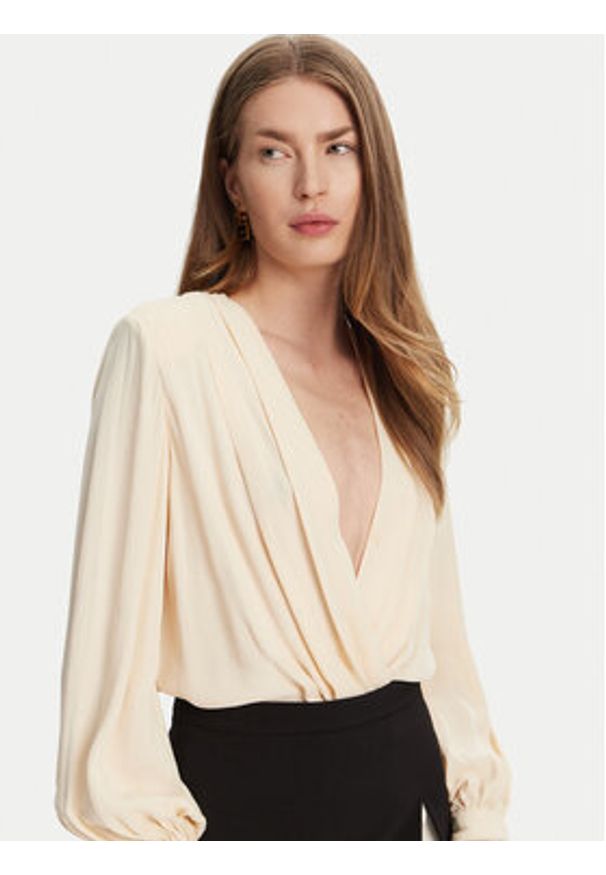 Elisabetta Franchi Body CB-006-51E2 Écru Regular Fit. Materiał: wiskoza